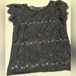 Worthington Petite Lace Black Dress Top